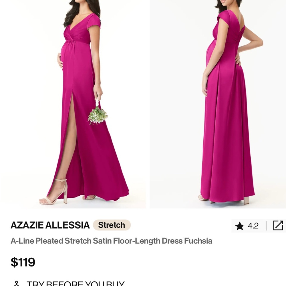 Azazie Pink Maxi A-Line Dress with Flutter Sleeves